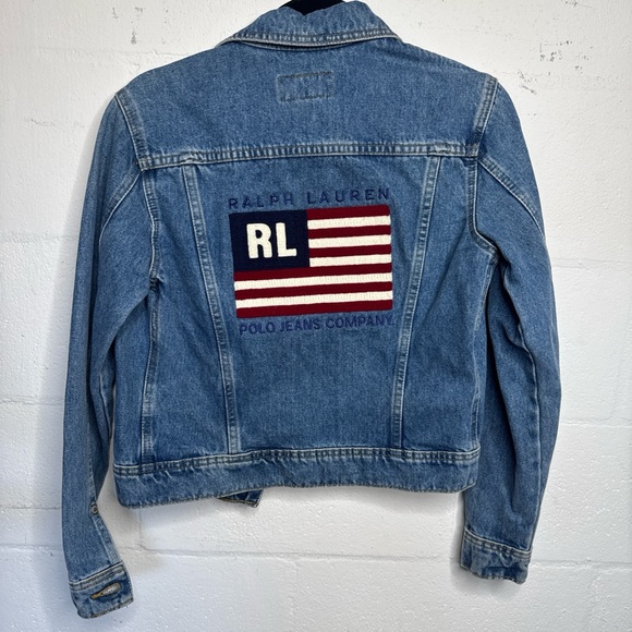 Ralph Lauren Jackets & Blazers - Vintage Ralph Lauren Blue Denim Jacket with Flag Design